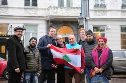 TMT_Leadership in LG Lebanon_2016_GP_outside with flag_men_women_MENA